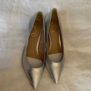 Sam Edelman Silver Textured Pointed-Toe Pumps